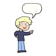 cartoon man pointing with speech bubble N230