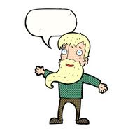 cartoon man with beard waving speech bubble N12