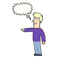 cartoon man pointing with speech bubble N231
