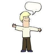 cartoon happy man with speech bubble N543