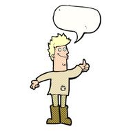 cartoon positive thinking man in rags with speech bubble N12