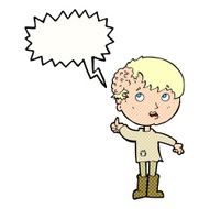 cartoon boy with growth on head speech bubble N47