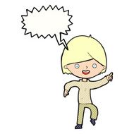cartoon man pointing with speech bubble N232