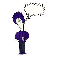 cartoon curious vampire with speech bubble N12