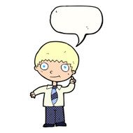 cartoon school boy with idea speech bubble N34