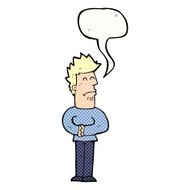 cartoon nervous man with speech bubble N161
