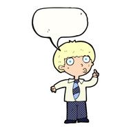 cartoon school boy with question speech bubble N12