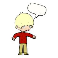 cartoon confused boy with speech bubble N12
