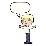 cartoon nervous man with speech bubble N162