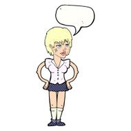 cartoon tough woman with hands on hips speech bubble N12