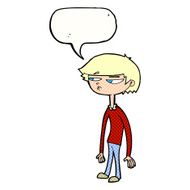 cartoon suspicious boy with speech bubble N12