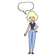 cartoon pretty woman with speech bubble N325