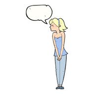 cartoon pretty woman with speech bubble N327