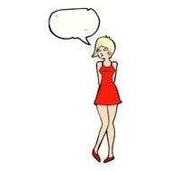 cartoon pretty woman in dress with speech bubble N58