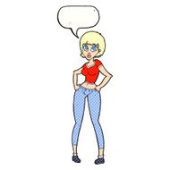 cartoon pretty woman with speech bubble N328