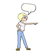cartoon woman pointing with speech bubble N254