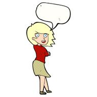 cartoon happy woman with speech bubble N300