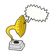 cartoon phonograph with speech bubble N4