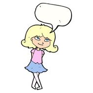 cartoon clever girl with speech bubble N12