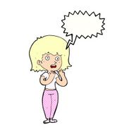 cartoon shocked woman with speech bubble N115