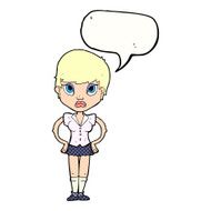 cartoon annoyed girl with speech bubble N24