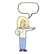 cartoon woman pointing with speech bubble N256
