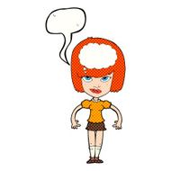 cartoon woman with idea speech bubble N297