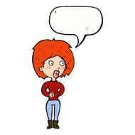 cartoon surprised woman with speech bubble N290