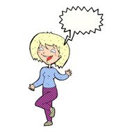 cartoon laughing woman with speech bubble N12