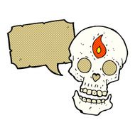 cartoon mystic skull with speech bubble N12
