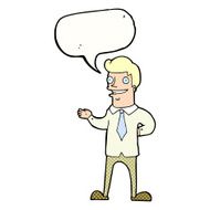cartoon salesman with speech bubble N12