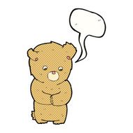 cartoon shy teddy bear with speech bubble N4
