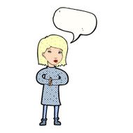 cartoon calm woman with speech bubble N12