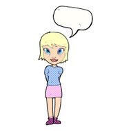 cartoon pretty girl with speech bubble N117
