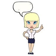 cartoon pretty girl with idea speech bubble N36