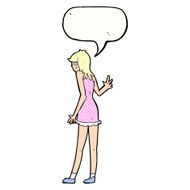 cartoon woman waving with speech bubble N397