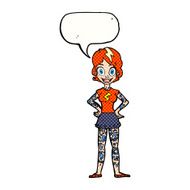 cartoon woman with heavy tattoos speech bubble N12