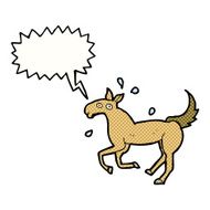 cartoon horse sweating with speech bubble N12