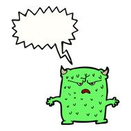 cartoon little alien with speech bubble N12
