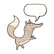 cartoon happy wolf with speech bubble N23