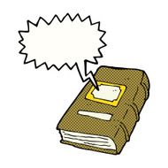 cartoon old book with speech bubble N4