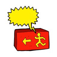 cartoon exit sign with speech bubble N3