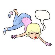 cartoon woman floating with speech bubble N12
