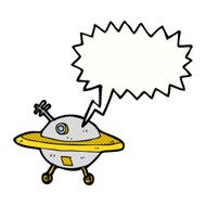 cartoon flying saucer with speech bubble N8
