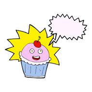 cartoon cupcake with speech bubble N7