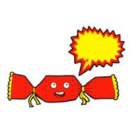 cartoon christmas cracker with speech bubble N4