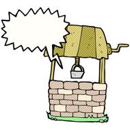 cartoon wishing well with speech bubble N11