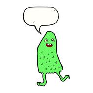 cartoon funny slime monster with speech bubble N23