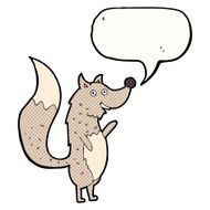 cartoon waving wolf with speech bubble N19