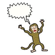 cartoon frightened monkey with speech bubble N11